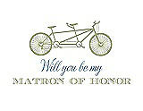 Front View Thumbnail - Mint & Cornflower Will You Be My Matron of Honor Card - Bike