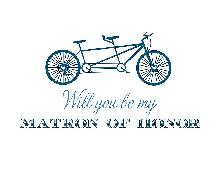 Front View - Ocean Blue & Cornflower Will You Be My Matron of Honor Card - Bike