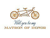 Front View Thumbnail - Orange Crush & Cornflower Will You Be My Matron of Honor Card - Bike