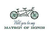 Front View Thumbnail - Pine Green & Cornflower Will You Be My Matron of Honor Card - Bike