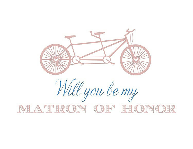 Front View - Petal Pink & Cornflower Will You Be My Matron of Honor Card - Bike