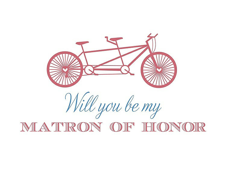 Front View - Papaya & Cornflower Will You Be My Matron of Honor Card - Bike