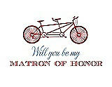 Front View Thumbnail - Ribbon Red & Cornflower Will You Be My Matron of Honor Card - Bike