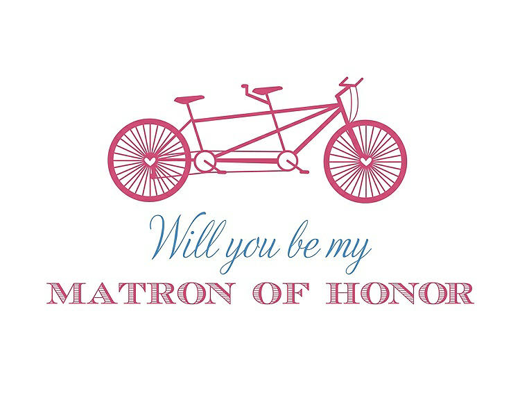 Front View - Rose Quartz & Cornflower Will You Be My Matron of Honor Card - Bike