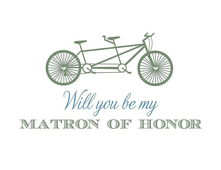 Front View - Sage & Cornflower Will You Be My Matron of Honor Card - Bike
