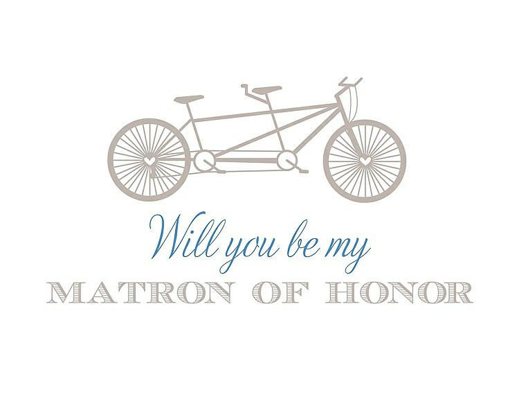 Front View - Sand & Cornflower Will You Be My Matron of Honor Card - Bike