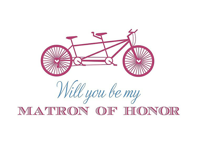 Front View - Strawberry & Cornflower Will You Be My Matron of Honor Card - Bike