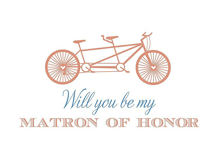 Front View - Tangerine & Cornflower Will You Be My Matron of Honor Card - Bike