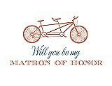 Front View Thumbnail - Tangerine & Cornflower Will You Be My Matron of Honor Card - Bike