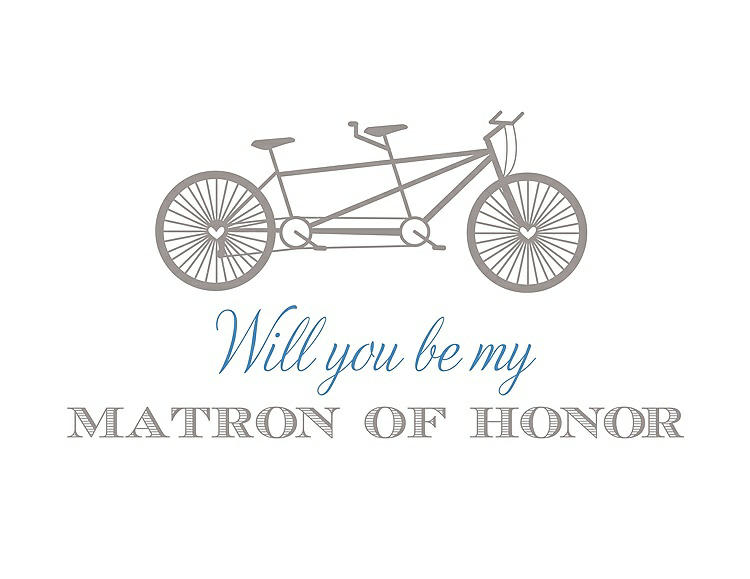 Front View - Taupe & Cornflower Will You Be My Matron of Honor Card - Bike