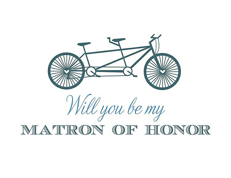 Front View - Teal & Cornflower Will You Be My Matron of Honor Card - Bike