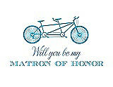 Front View Thumbnail - Turquoise & Cornflower Will You Be My Matron of Honor Card - Bike