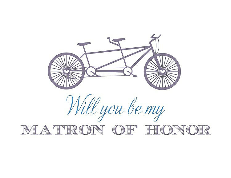 Front View - Wisteria & Cornflower Will You Be My Matron of Honor Card - Bike