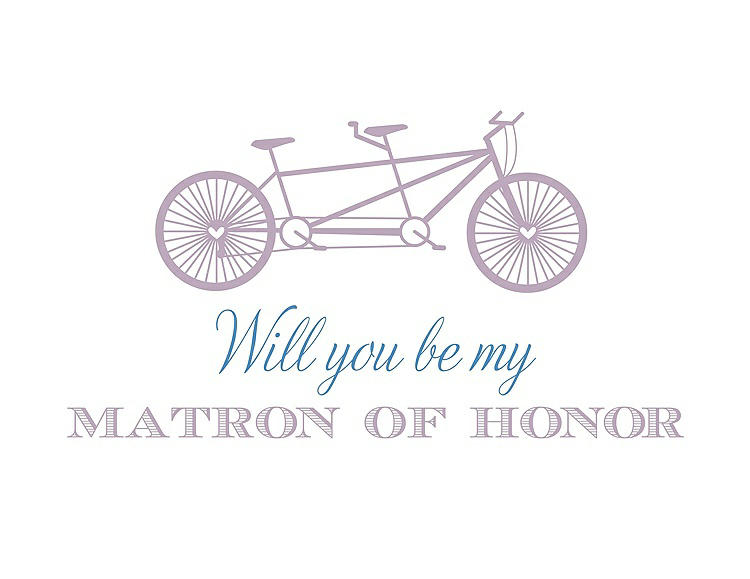 Front View - Wood Violet & Cornflower Will You Be My Matron of Honor Card - Bike