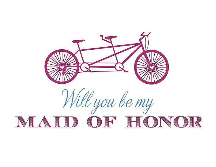 Front View - Cerise & Cornflower Will You Be My Maid of Honor - Bike