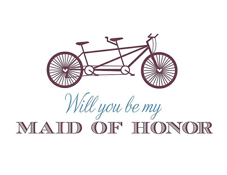 Front View - Plum Raisin & Cornflower Will You Be My Maid of Honor - Bike