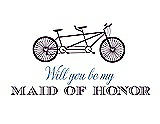 Front View Thumbnail - Aubergine & Cornflower Will You Be My Maid of Honor - Bike