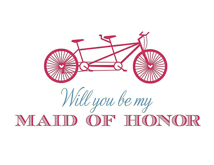 Front View - Pantone Honeysuckle & Cornflower Will You Be My Maid of Honor - Bike