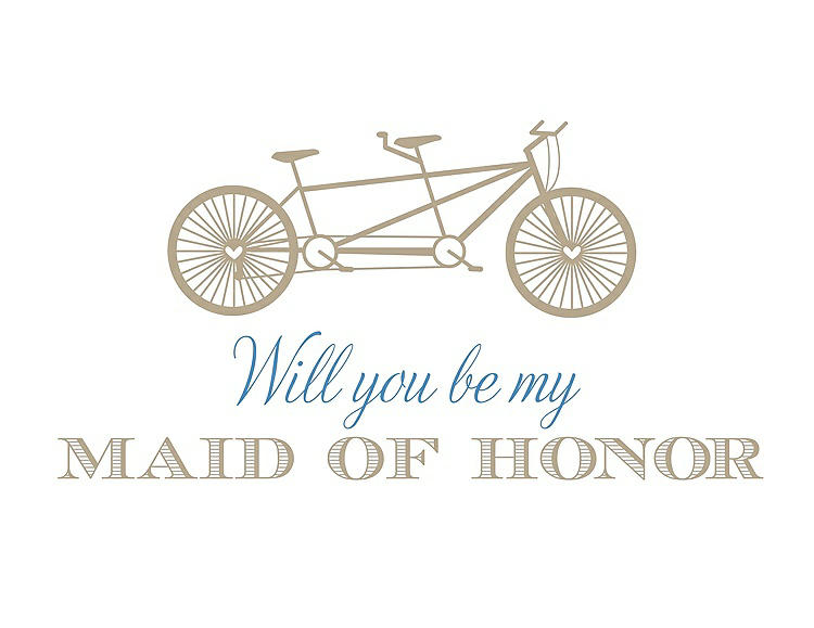 Front View - Champagne & Cornflower Will You Be My Maid of Honor - Bike