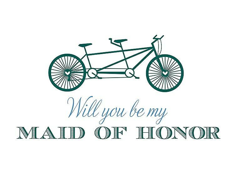 Front View - Emerald & Cornflower Will You Be My Maid of Honor - Bike