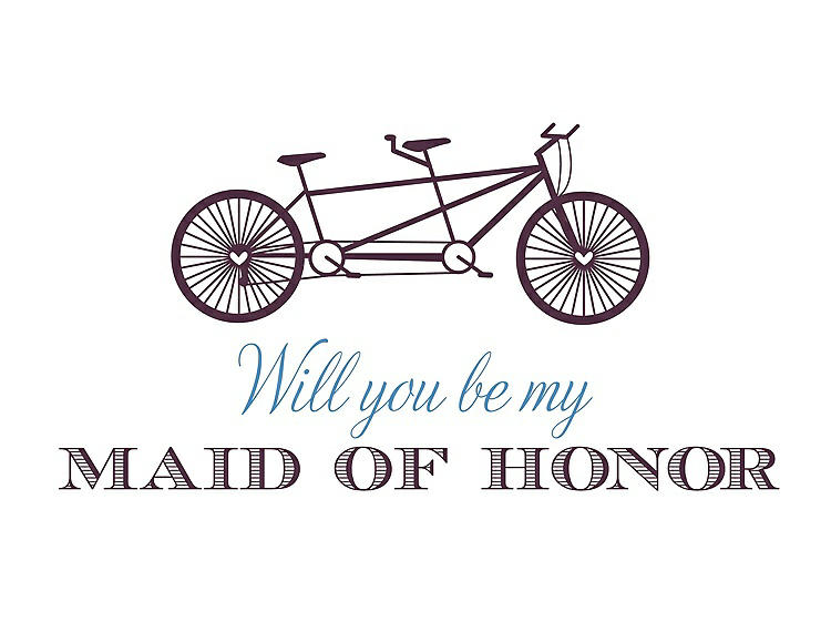 Front View - Italian Plum & Cornflower Will You Be My Maid of Honor - Bike