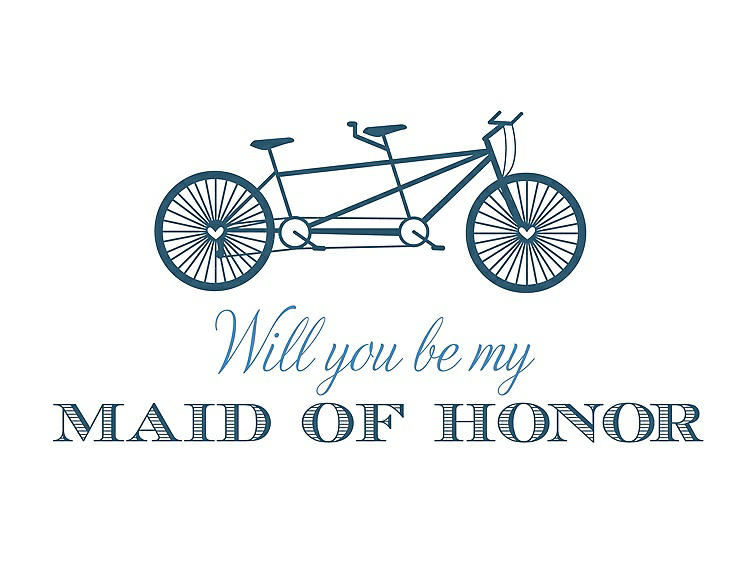 Front View - Marine & Cornflower Will You Be My Maid of Honor - Bike