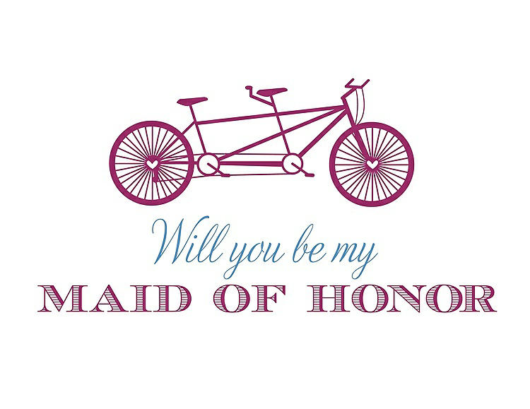 Front View - Merlot & Cornflower Will You Be My Maid of Honor - Bike