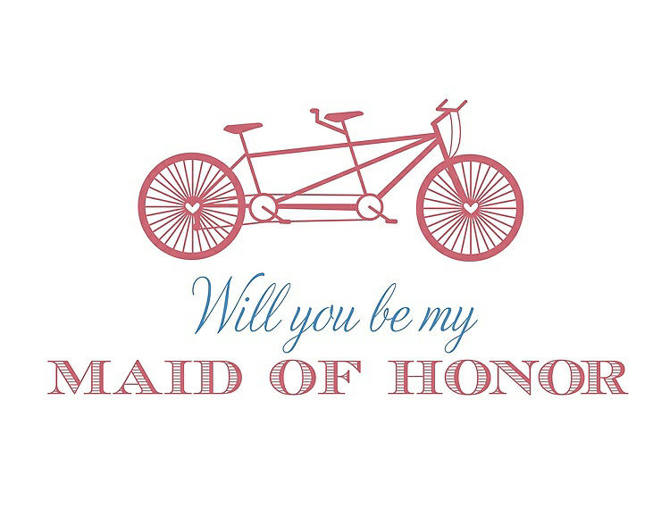 Front View - Papaya & Cornflower Will You Be My Maid of Honor - Bike
