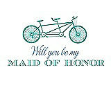 Front View Thumbnail - Pantone Turquoise & Cornflower Will You Be My Maid of Honor - Bike