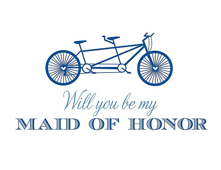 Front View - Royal Blue & Cornflower Will You Be My Maid of Honor - Bike