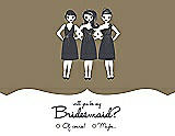 Front View Thumbnail - Antique Gold & Ebony Will You Be My Bridesmaid Card - Girls Checkbox
