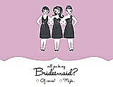 Front View Thumbnail - Hyacinth (iridescent Taffeta) & Ebony Will You Be My Bridesmaid Card - Girls Checkbox