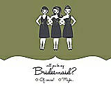 Front View Thumbnail - Olive & Ebony Will You Be My Bridesmaid Card - Girls Checkbox