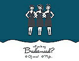 Front View Thumbnail - Peacock Teal & Ebony Will You Be My Bridesmaid Card - Girls Checkbox