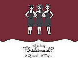 Front View Thumbnail - Burgundy & Ebony Will You Be My Bridesmaid Card - Girls Checkbox