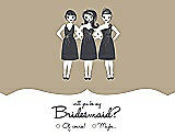 Front View Thumbnail - Champagne & Ebony Will You Be My Bridesmaid Card - Girls Checkbox