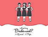 Front View Thumbnail - Coral & Ebony Will You Be My Bridesmaid Card - Girls Checkbox
