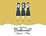 Front View Thumbnail - Daffodil & Ebony Will You Be My Bridesmaid Card - Girls Checkbox