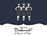 Front View Thumbnail - Midnight Navy & Ebony Will You Be My Bridesmaid Card - Girls Checkbox