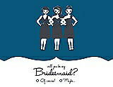 Front View Thumbnail - Ocean Blue & Ebony Will You Be My Bridesmaid Card - Girls Checkbox