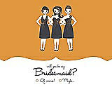 Front View Thumbnail - Orange Crush & Ebony Will You Be My Bridesmaid Card - Girls Checkbox