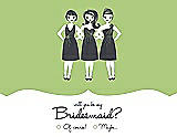 Front View Thumbnail - Pistachio & Ebony Will You Be My Bridesmaid Card - Girls Checkbox