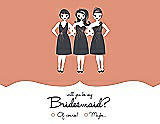 Front View Thumbnail - Tangerine & Ebony Will You Be My Bridesmaid Card - Girls Checkbox