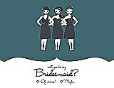 Front View Thumbnail - Teal & Ebony Will You Be My Bridesmaid Card - Girls Checkbox