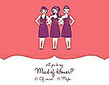 Front View Thumbnail - Coral & Persian Plum Will You Be My Maid of Honor Card - Girls Checkbox