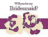 Front View Thumbnail - Corn Silk & Persian Plum Will You Be My Bridesmaid Card - 2 Color Flowers