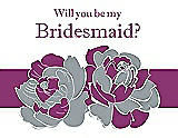 Front View Thumbnail - Mystic & Persian Plum Will You Be My Bridesmaid Card - 2 Color Flowers