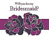 Front View Thumbnail - Violet & Persian Plum Will You Be My Bridesmaid Card - 2 Color Flowers