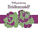 Front View Thumbnail - Appletini & Persian Plum Will You Be My Bridesmaid Card - 2 Color Flowers
