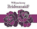 Front View Thumbnail - Aubergine & Persian Plum Will You Be My Bridesmaid Card - 2 Color Flowers